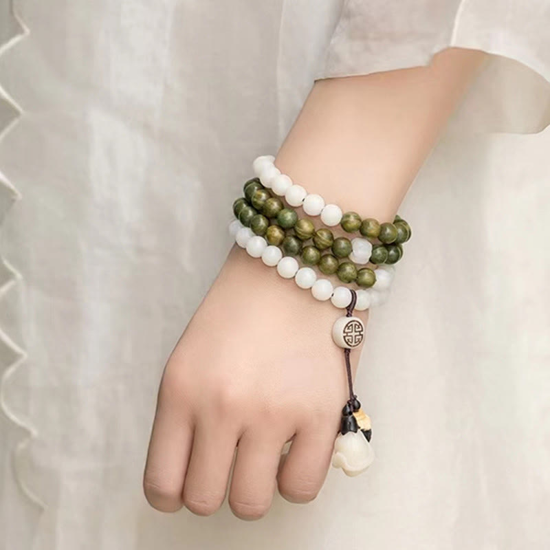 Buddha Stones Natural Green Sandalwood Bodhi Seed Soothing Bracelet Bracelet BS 7