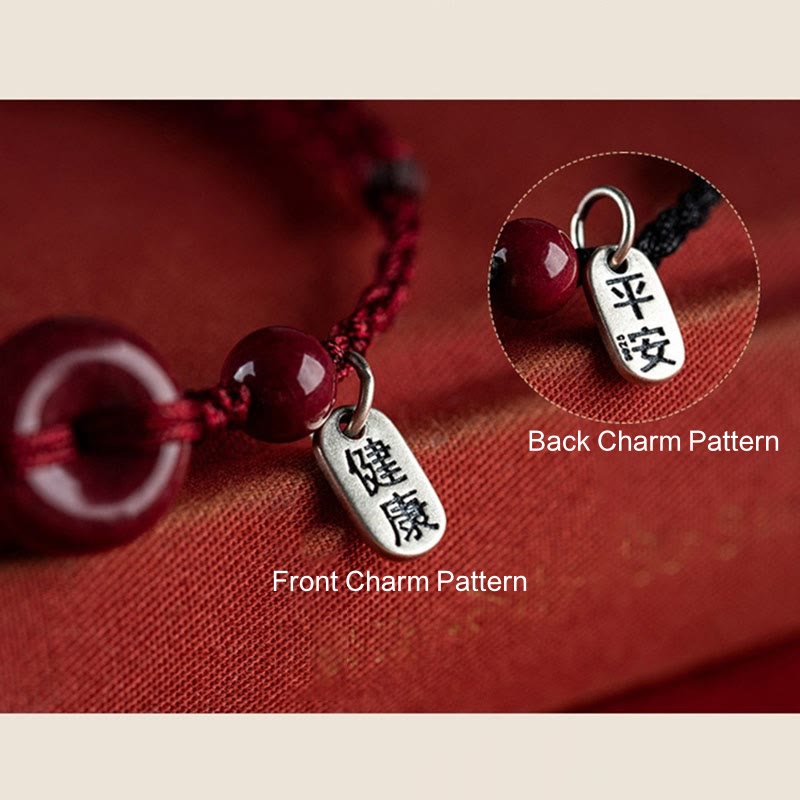 Buddha Stones Handmade Cinnabar Peace Buckle Safe and Healthy Charm Blessing String Bracelet Anklet Bracelet Anklet BS 7