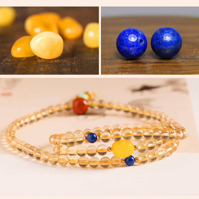 925 Sterling Silver 108 Mala Beads Natural Citrine Red Agate Amber Pleasure Charm Bracelet Mala Bracelet BS 12