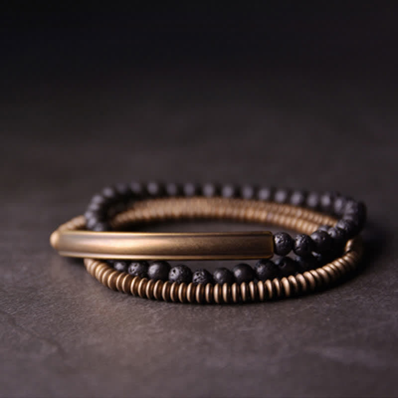 Buddha Stones Vintage Lava Rock Copper Support Bracelet Bracelet BS 6