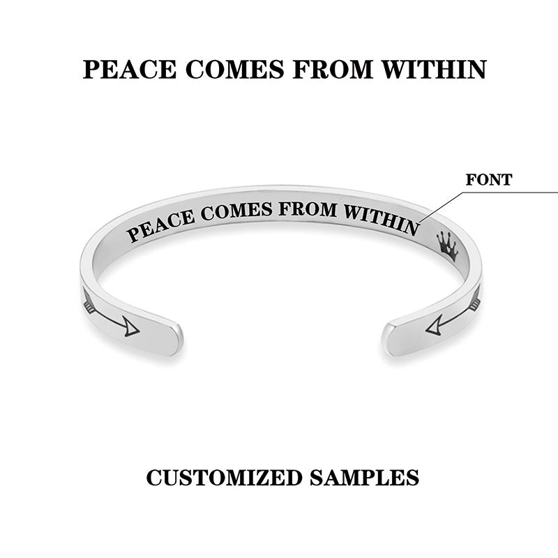 Buddha Stones Inspirational Bracelets Personalized Gift for Her Him Engraved Mantra Cuff Bangle Crown Jewelry - image 8