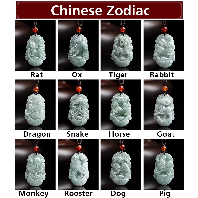 Buddha Stones Natural Jade 12 Chinese Zodiac Sucess Pendant Necklace Necklaces & Pendants BS 18