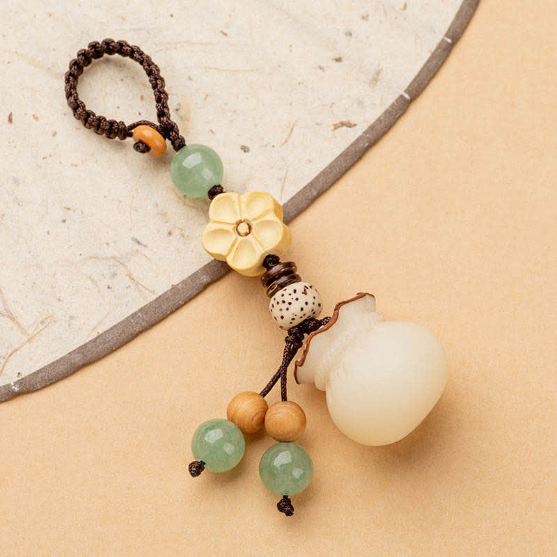 Buddha Stones Natural Bodhi Seed Money Bag Flower Blessing Prosperity Keychain Key Chain BS 5