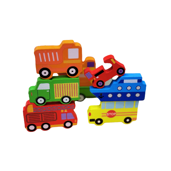 Fidtoy Tangram Cars and Vehicles Wooden Montessori Puzzle Toy for Kids