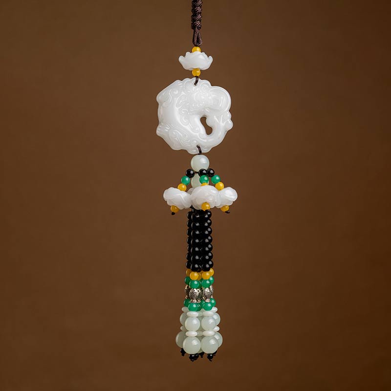 Buddha Stones FengShui Jade PiXiu Blessing Car Pendant Decoration Decoration BS White Jade