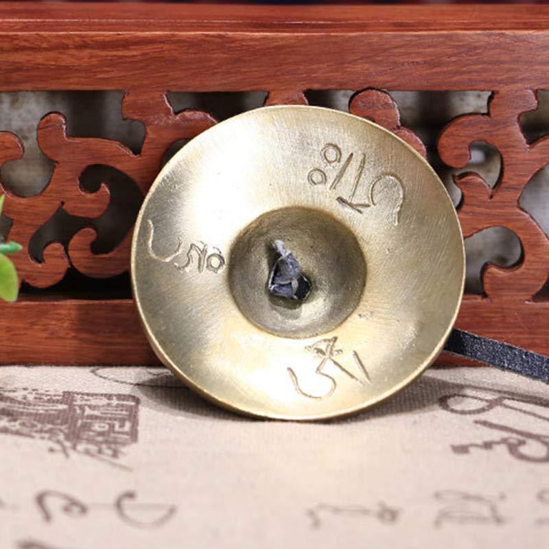 Buddha Stones Tibetan Tingsha Bell Six True Words Dragon Copper Balance Decoration With Bag Buddhist Supplies BS 7