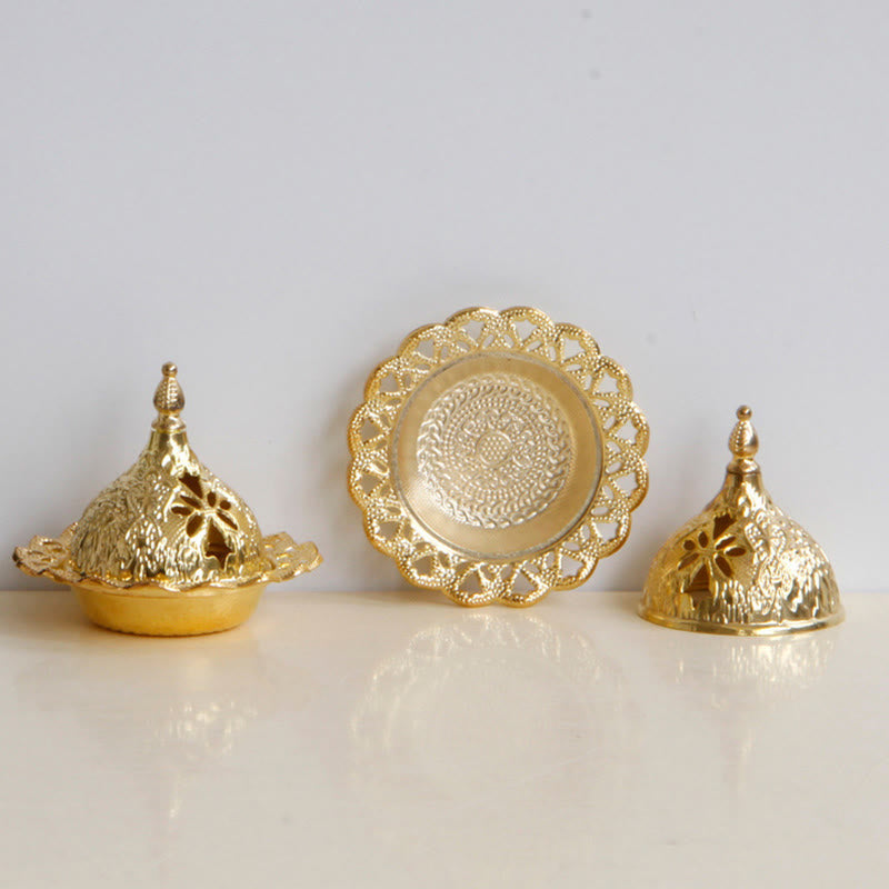 Buddha Stones Tibetan Gold Mini Meditation Incense Burner Incense Burner BS 3