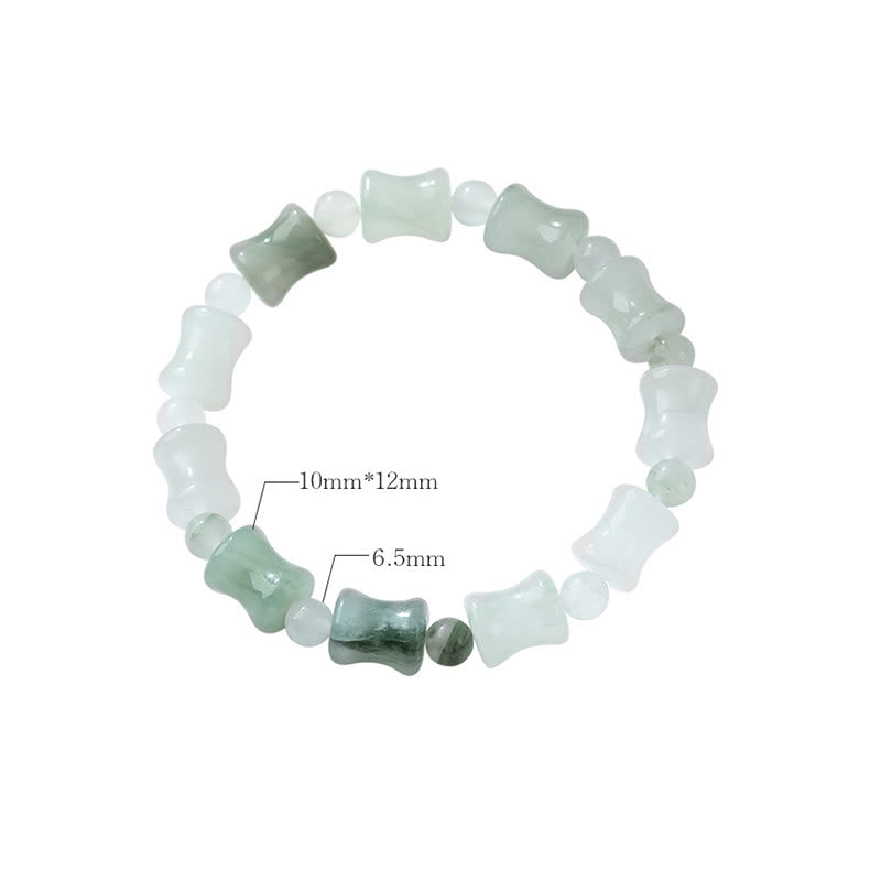Buddha Stones Jade Coconut Shell Bamboo Pattern Abundance Luck Bracelet Bracelet BS 12
