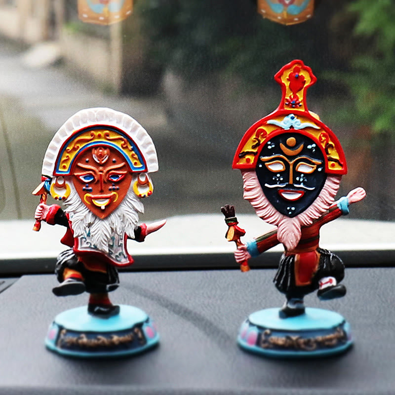 Buddha Stones Tibetan Opera Face Mask Puppet Home Office Car Decoration Ornament Desk Decoration BS 1