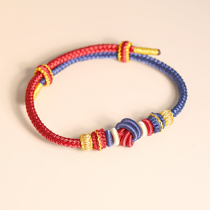 Buddha Stones Two-Color Rope Handcrafted Eight Thread Peace Knot Luck Connection Bracelet Bracelet BS 1