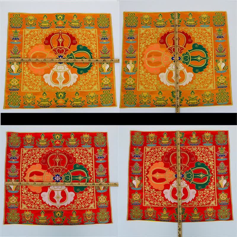 Buddha Stones Flower Endless Knot Prayer Altar Mat Healing Meditation 8 Auspicious Symbols Mat Table Runner Prayer Altar BS 13
