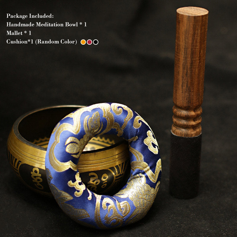 Buddha Stones Tibetan Meditation Sound Bowl Handcrafted for Healing and Mindfulness Support Protection Singing Bowl Set Singing Bowl BS Black 5.12IN (13CM)