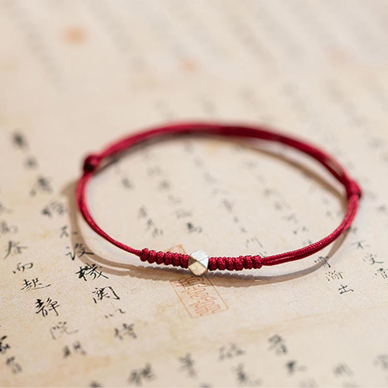 Buddha Stones 925 Sterling Silver Luck Bead Protection Red String Braided Bracelet Bracelet BS 8