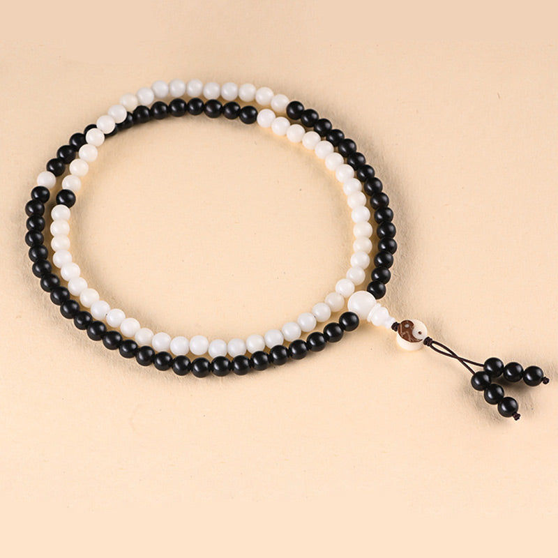 Collier mala de protection YinYang en ébène Foviel