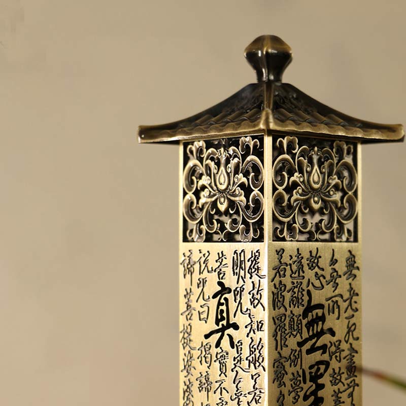 Buddha Stones Heart Sutra Alloy Incense Holder Healing Home Decoration Incense Burner Decorations Incense Burner BS 4