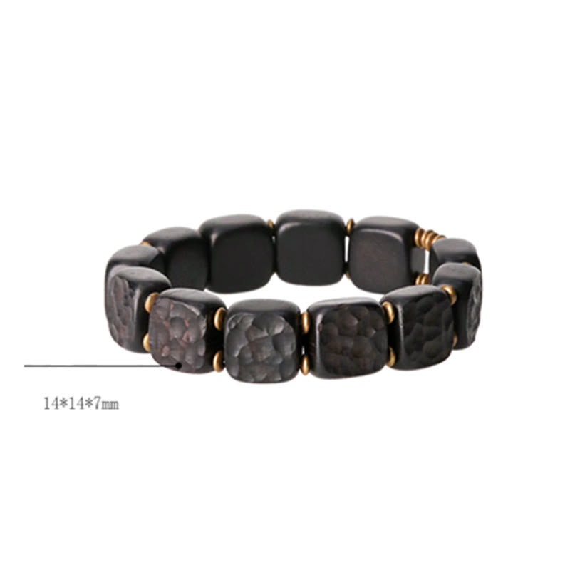 Buddha Stones Retro Ebony Wood Texture Style Copper Peace Balance Bracelet Bracelet BS 8