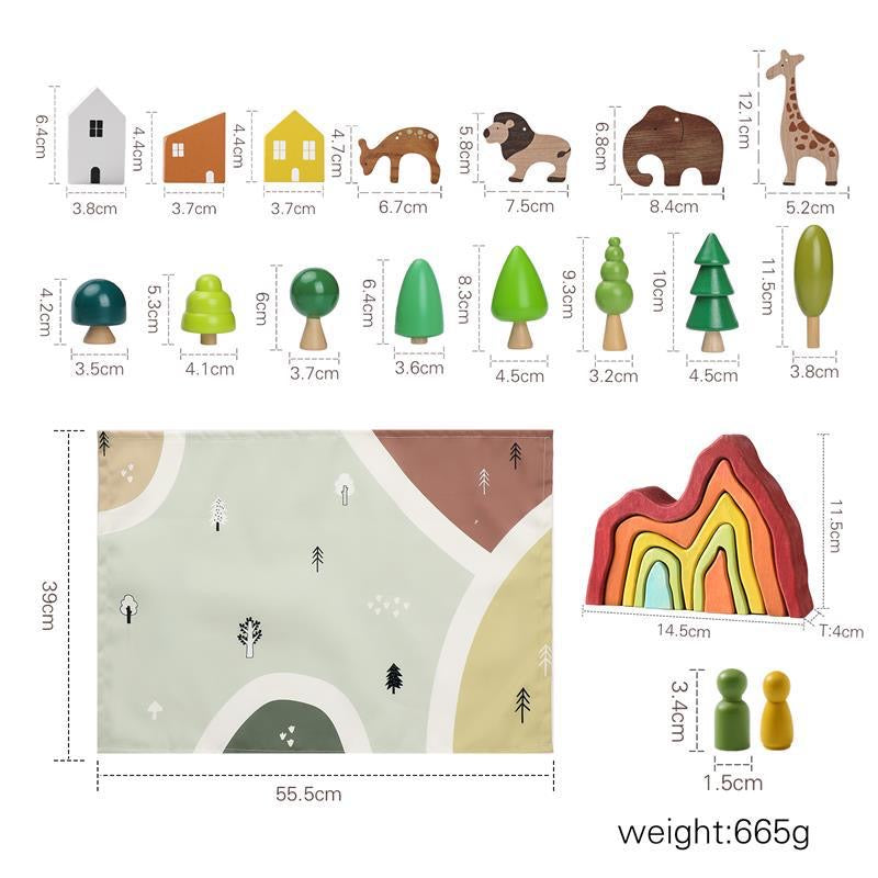 Juego de bosque de madera con colinas - Los mejores juguetes de juego abierto