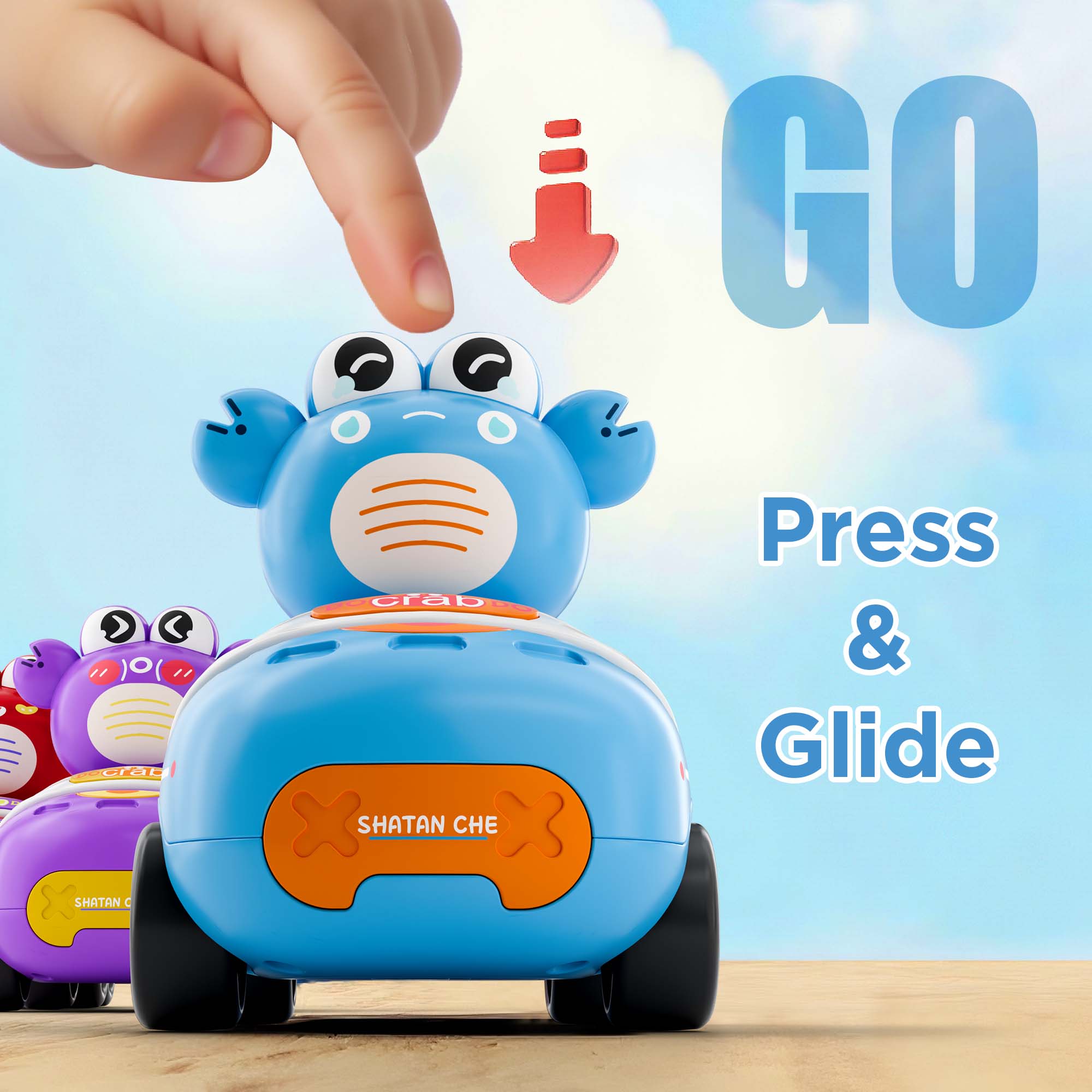 Set de juguetes de coche Fidtoy Press to Go Crab para niños pequeños
