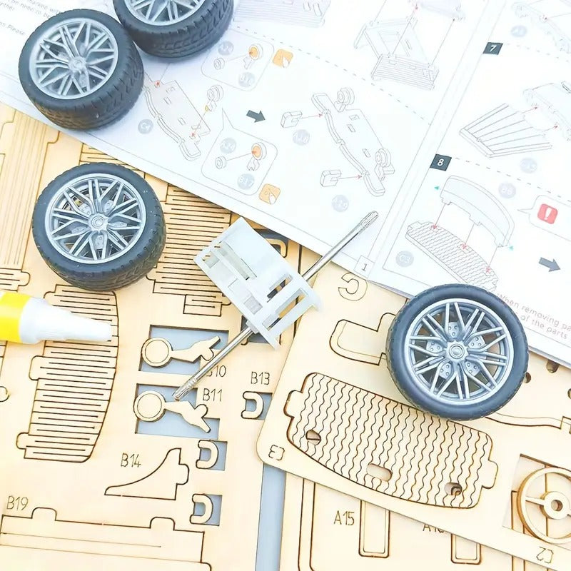 Lamborghini Mecánico de Madera 3D con Cuerda, 114 Piezas - 805