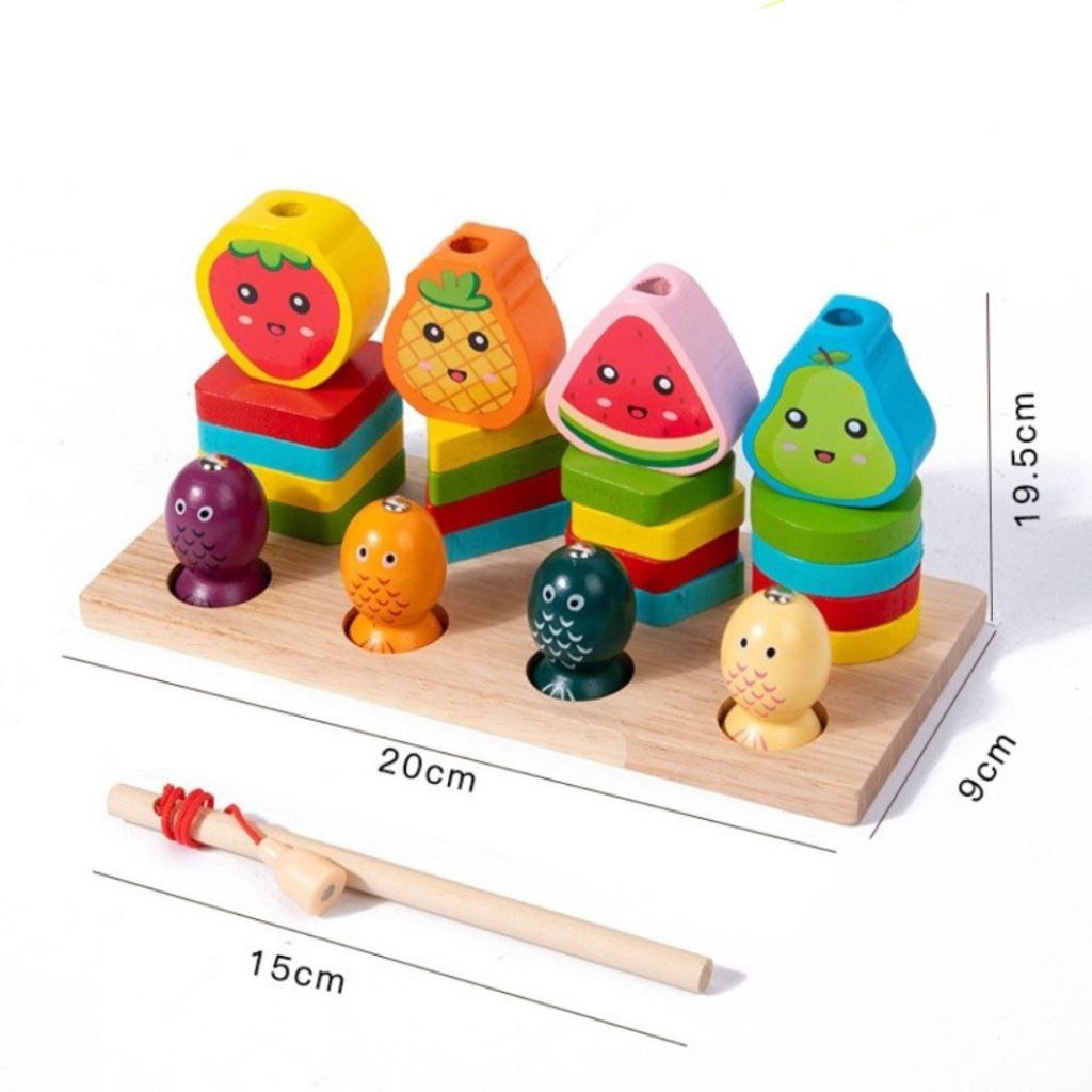 Juego de pesca y enlazado de frutas con formas 3 en 1 multifuncional - 566
