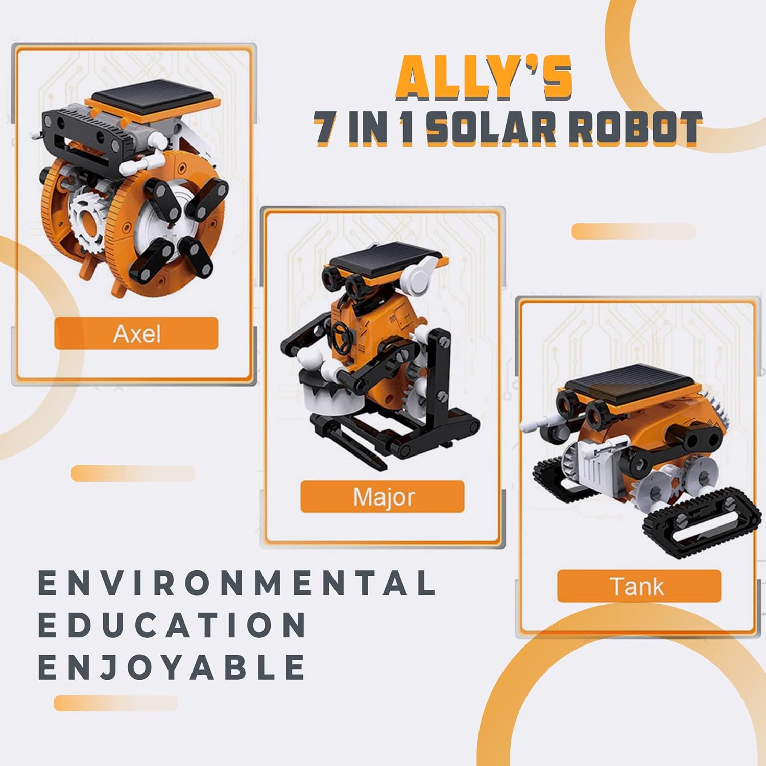 Fidtoy 7-in-1 STEM Solar Power Robot Experiment Kit for Kids, DIY Solar Powered Robot Building Toy, Renewable Energy Engineering Science Kit Age 8+