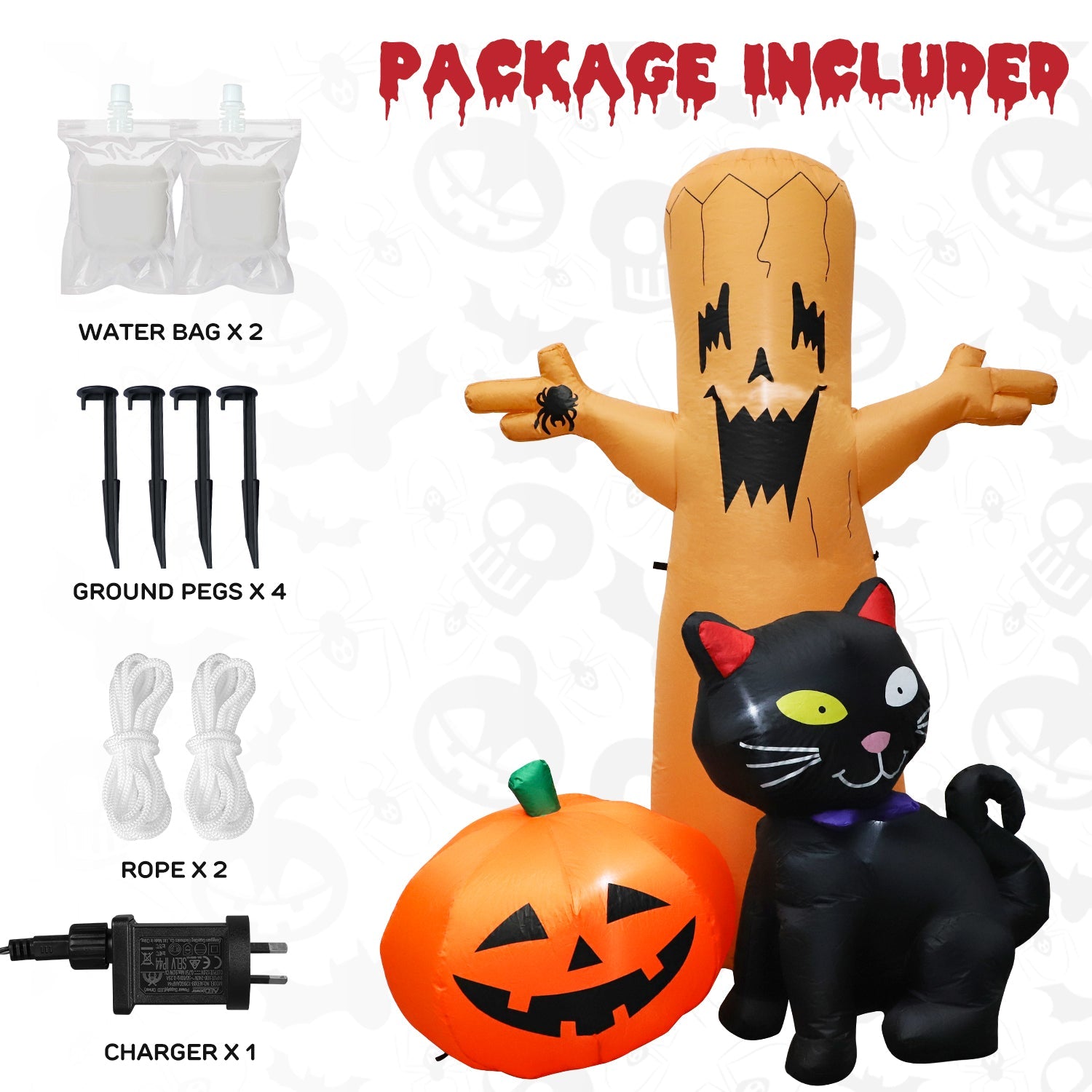 Fidtoy Decoración inflable de Halloween para patio con árbol fantasma y luces LED