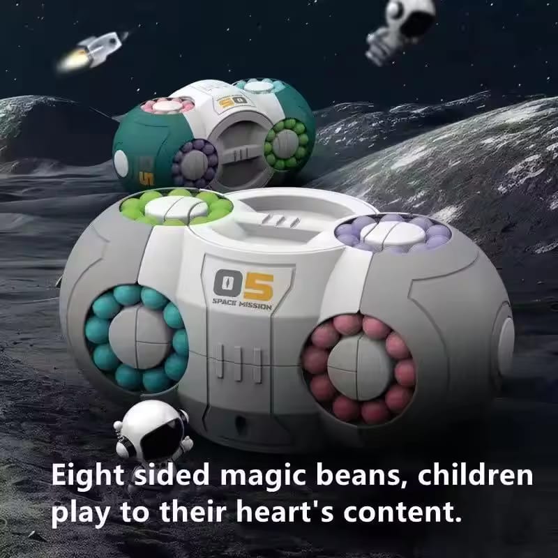 Fidtoy UFO Magic Bean 8 Sided Rotation Fidget Challenge Toy for Kids & Adults | Plastic 360° Rotating Puzzle Spinner, Color Bead Pattern Game, Hand-Eye Coordination & Finger Dexterity Toy Age 5+