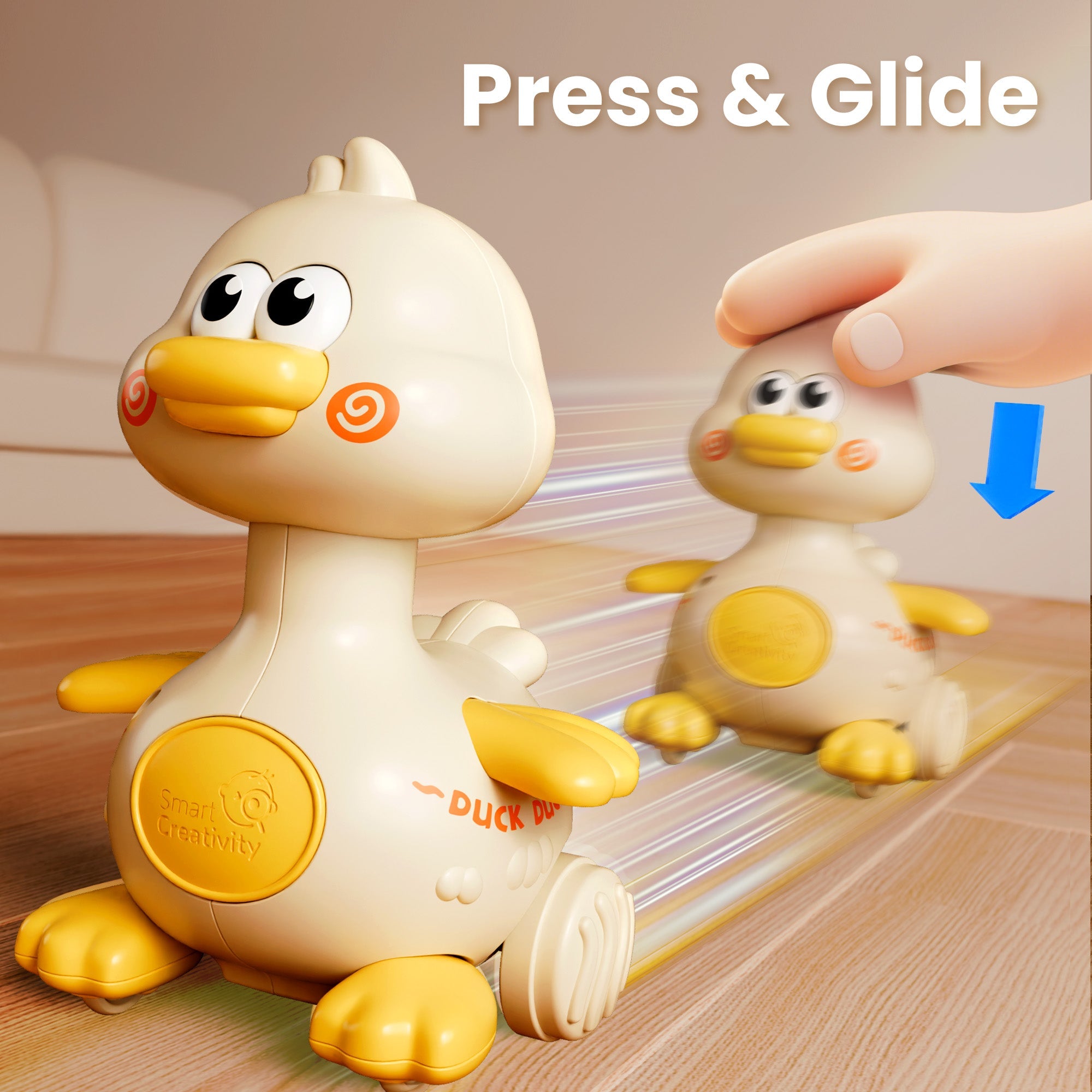 Fidtoy Press to Go Duck Car Toys Set for Toddlers