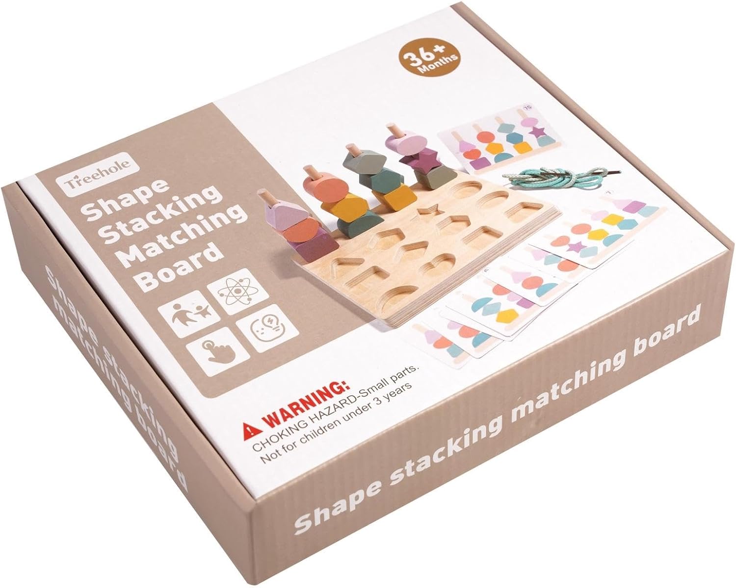 Fidtoy Wooden Montessori Shapes Stacking Sequence with Lacing Bead Sorting Fine Motor Toy for Kids Ages 2 to 6