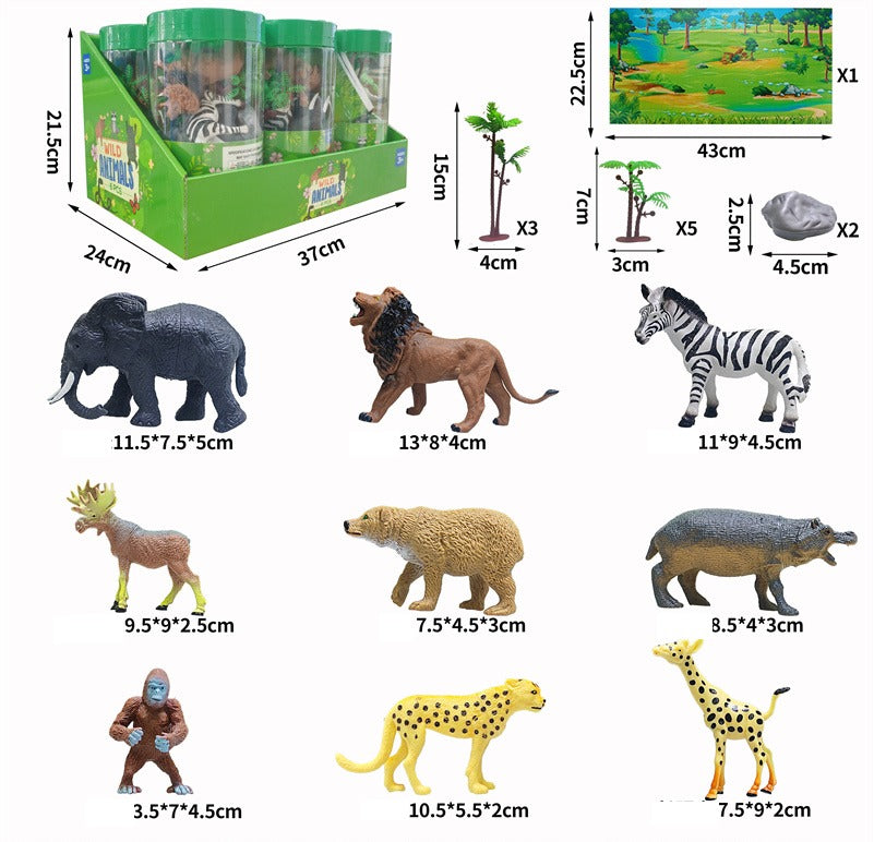 Fidtoy Mini Figure Wildlife Farm Animals Playset with Tree for Kids 21 Piece Animal Learning Toy