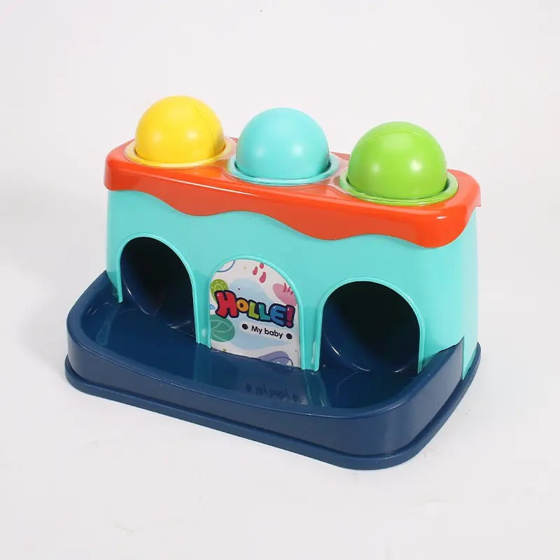 Fidtoy Plastic Knock Ball Hammering Table for Toddlers 12+ Months Pounding Ball Toy with Hammer Balls and Track