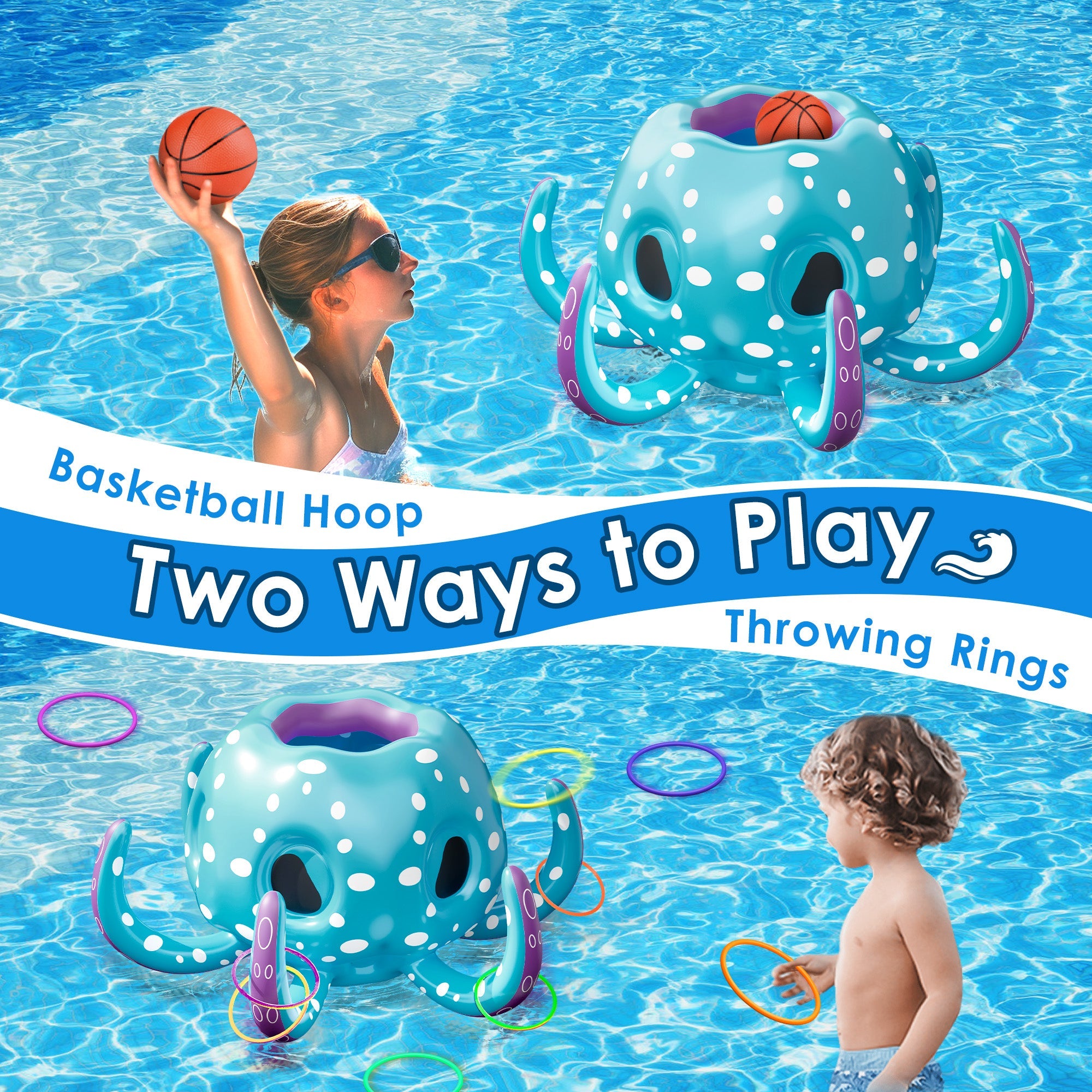 Fidtoy Inflatable Octopus Pool Game 2-in-1 Summer Toy