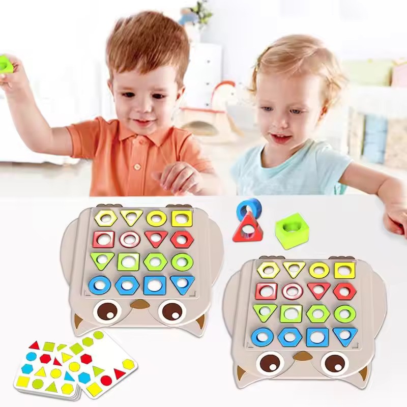 Fun Owl Pairing Shapes with Pattern Cards Two Players Challenge - 104