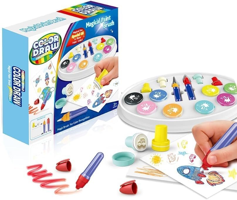 Fidtoy Mess Free Magic Light Brush Painting Station Art Kit for Kids Creative Play
