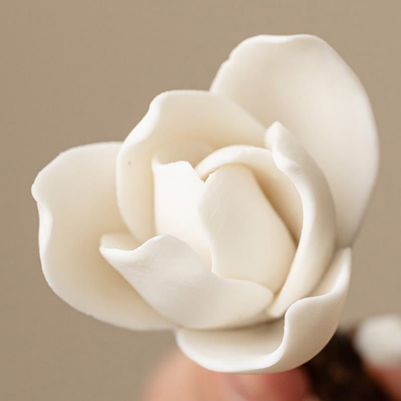 Buddha Stones Gardenia Flower Pattern Ceramic Healing Incense Burner Decoration Incense Burner BS 3