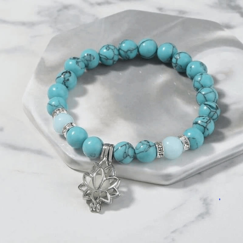 Buddha Stones Tibetan Turquoise Glowstone Luminous Bead Lotus Protection Bracelet Bracelet BS 5
