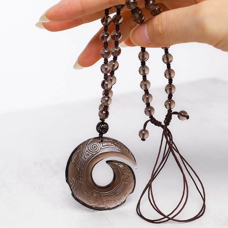 Buddha Stones Natural Black Obsidian Ice Obsidian Strength Necklace Pendant Necklaces & Pendants BS 7