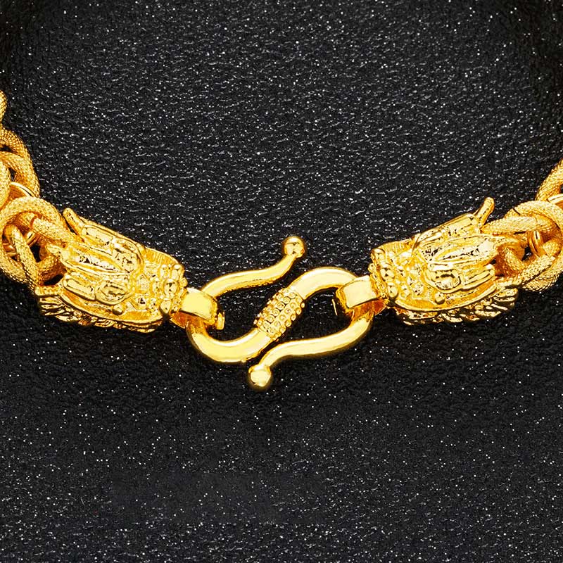 Buddha Stones 24k Gold Plated Double Headed Dragon Protection Bracelet Bracelet BS 3