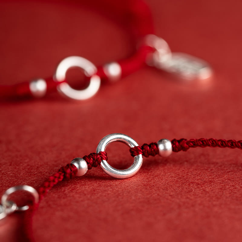 Buddha Stones 925 Sterling Silver Lucky Fortune Peace Joy Lotus Peace Buckle Red String Bracelet Bracelet BS 23