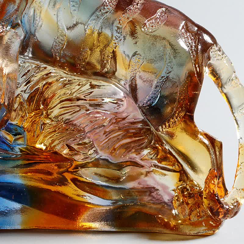 Buddha Stones Handmade Liuli Crystal Tiger Art Piece Protection Home Decoration Decorations BS 6