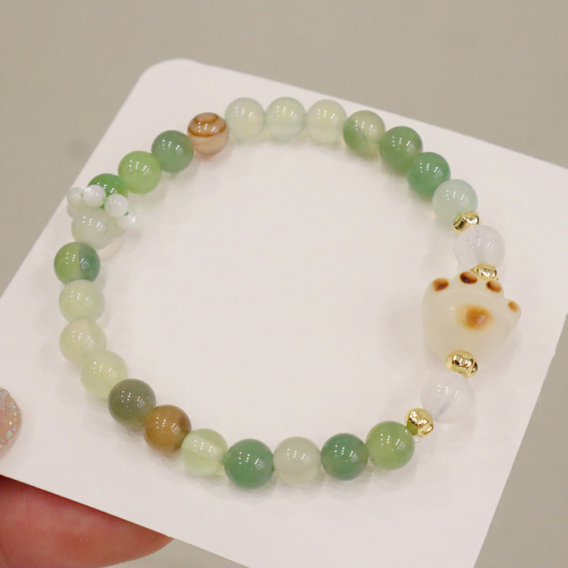 Buddha Stones Green Agate Sun Stone Cat's Eye Bodhi Seed Cat Paw Support Bracelet Bracelet BS 2