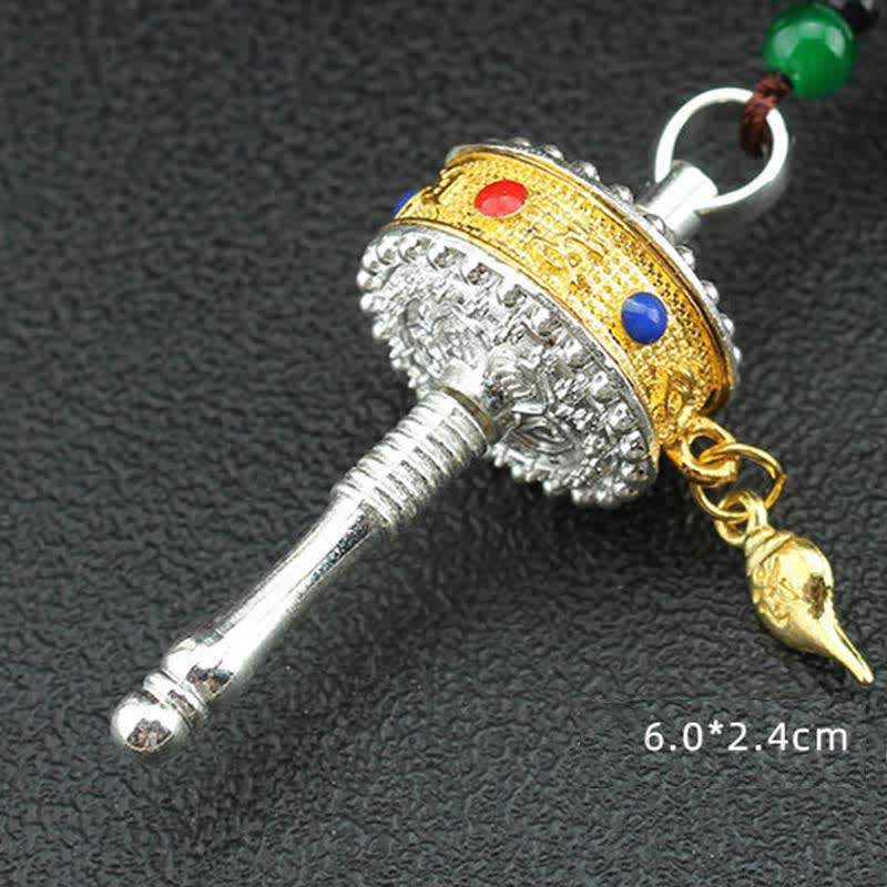 Buddha Stones Tibet Om Mani Padme Hum Prayer Wheel Tassel Bag Car Hanging Decoration Car Hanging Decoration BS 14