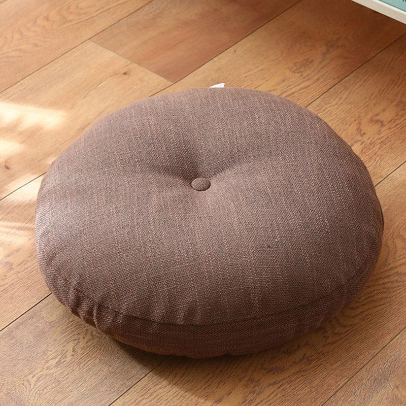 Buddha Stones Lotus Simple Pattern Linen Meditation Seat Cushion Home Living Room Decoration Decorations buddhastoneshop Detachable 40cm*10cm Tan