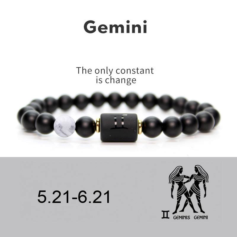 Buddha Stones 12 Constellations of the Zodiac Black Onyx Adjustable Bracelet Bracelet BS Gemini