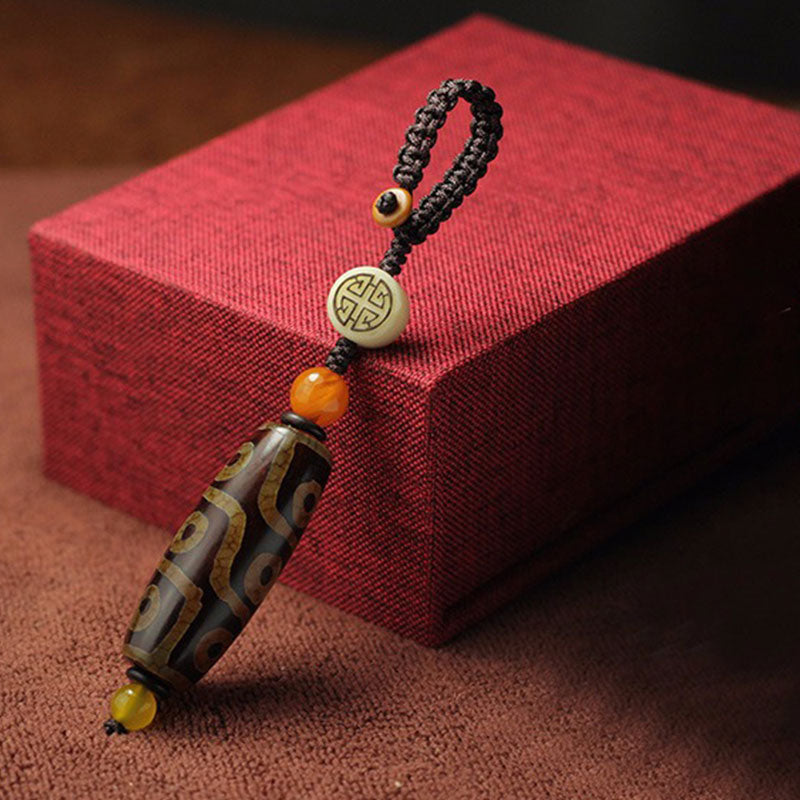 Buddha Stones Tibetan Nine-Eye Dzi Bead Wealth Decoration - Brown - image 3