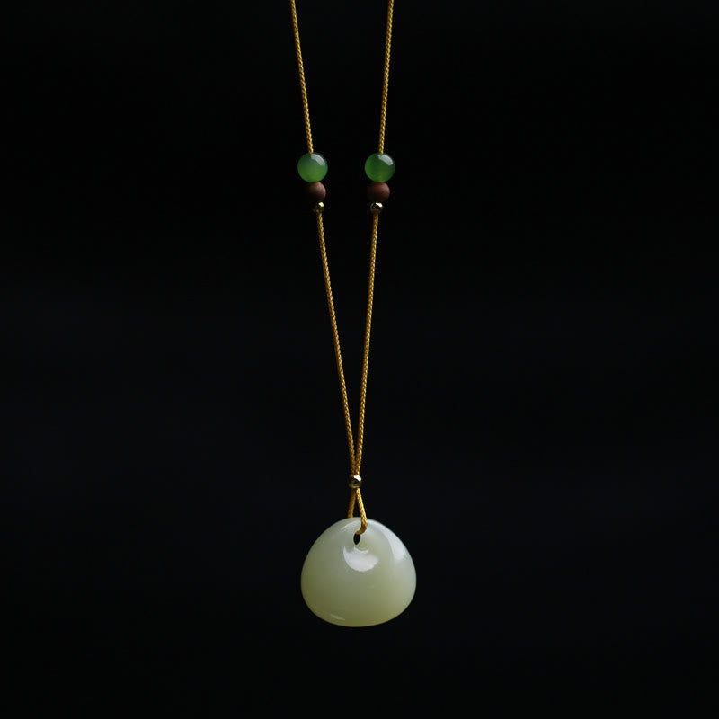 Buddha Stones Natural Hetian Jade Small Bag Pattern Prosperity String Necklace Pendant Necklaces & Pendants BS Hetian Jade 22.5*20.3*10.5mm