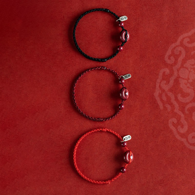 Buddha Stones Handmade Cinnabar Peace Buckle Safe and Healthy Charm Blessing String Bracelet Anklet Bracelet Anklet BS 11