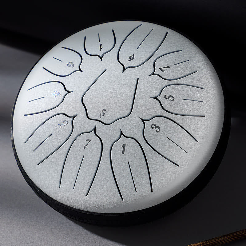 Buddha Stones Steel Tongue Drum Sound Healing Meditation Yoga Lotus Drum Kit 11 Note 6 Inch Tongue Drum BS White