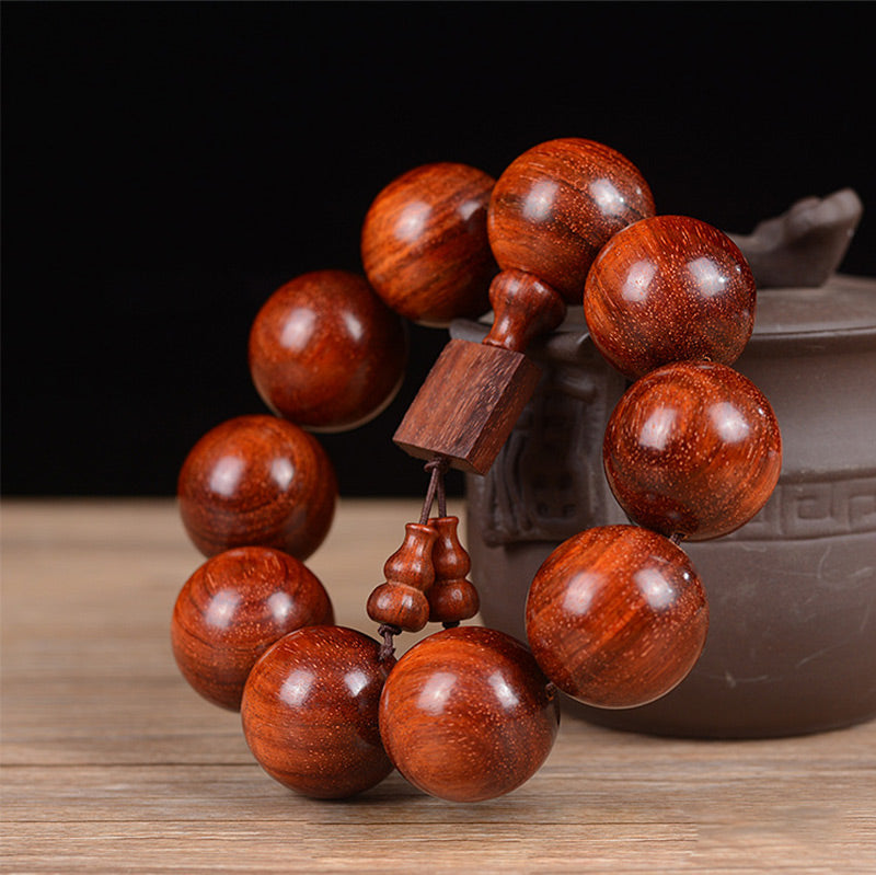 Bracelet de relaxation Foviel en bois de santal rouge à petites feuilles du Tibet