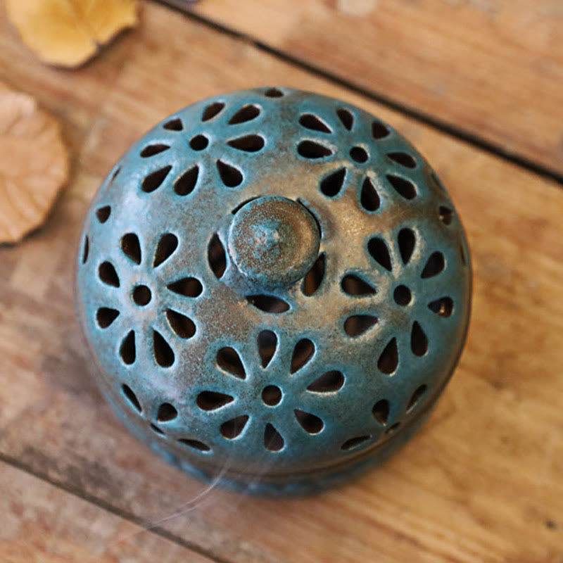 Buddha Stones Mini Hollow Spiritual Meditation Ceramic Small Incense Burner Decoration Incense Burner BS 5